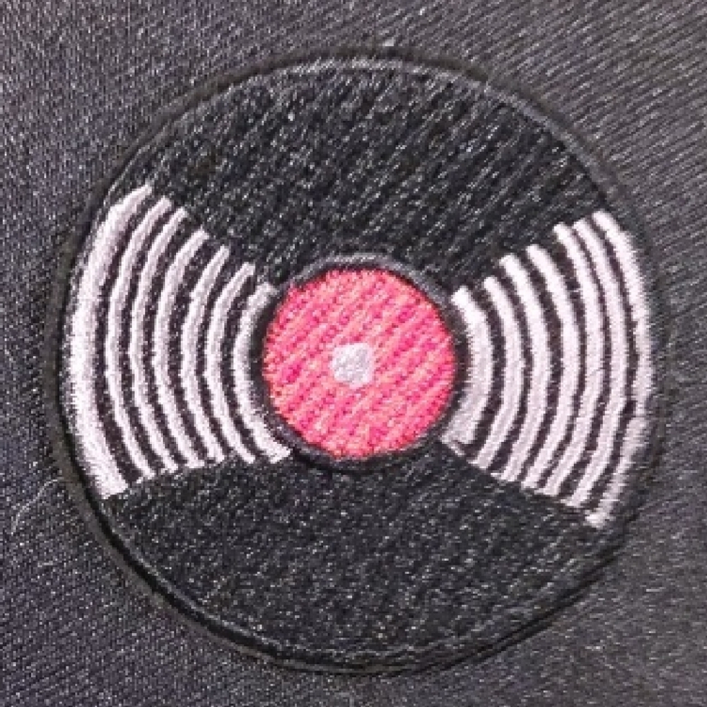 Black and Red Vinyl Record Patch LP Iron On